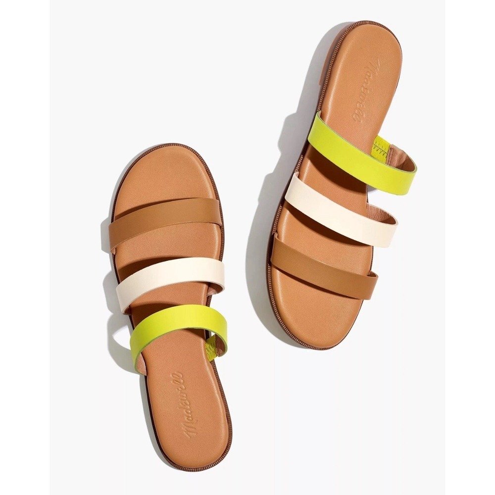 Madewell The Ilana Slide Sandals Colorblock Leather Sz 9